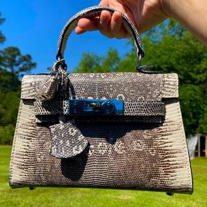 New genuine lizard skin mini purse Kelly style bag